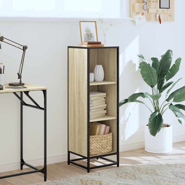 vidaXL Библиотека, дъб сонома, 33,5x33x107,5 см, инженерно дърво