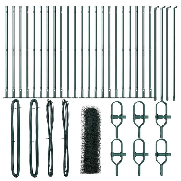 vidaXL Стълб за ограда. Зелен 50 x 0,4 м (36 мм мрежа) Стомана и PVC