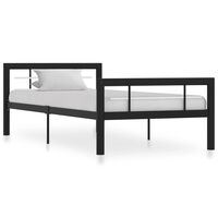vidaXL Рамка за легло, черно и бяло, метал, 90x200 см