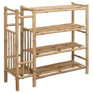 vidaXL Шкаф за обувки 88 x 27 x 80 см Бамбук Натурално