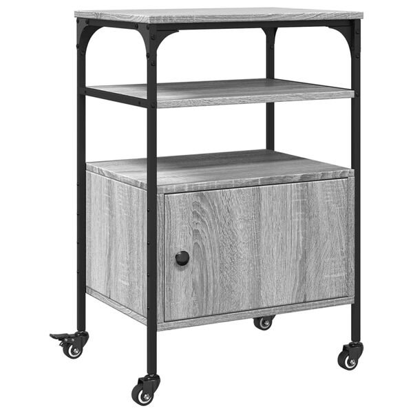 vidaXL Стойка принтер 3 нива сива сонома 50x40x76 см инженерно дърво