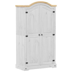 vidaXL Гардероб "Corona" бял 102x52x186 см бор масив