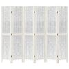 vidaXL Разделител за стая, 6 панела, бял, дърво пауловния масив