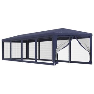 vidaXL Парти палатка с 10 мрежести странични стени, синя, 3x12 м, HDPE