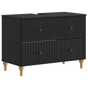 vidaXL Шкаф за мивка в баня ALKMAAR Черно 82 x 41 x 59 см