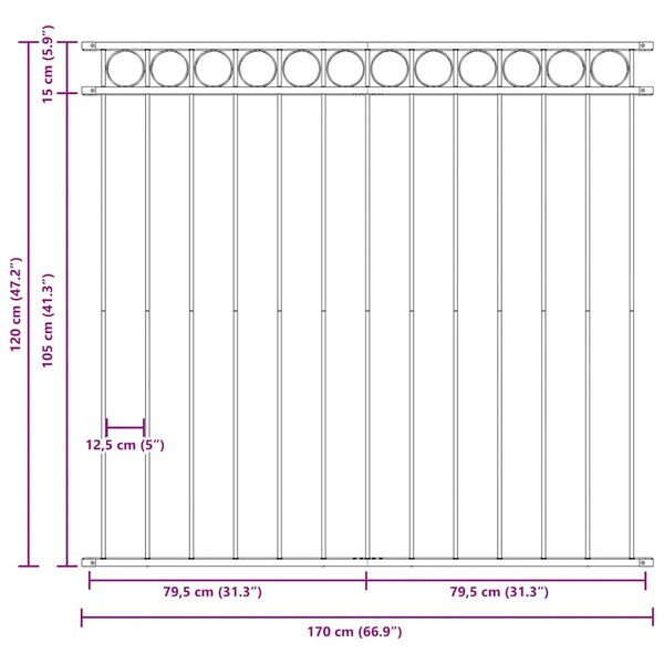 vidaXL Ограден панел Assen стомана 1,7x1,2 м черен