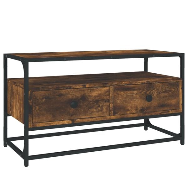 vidaXL ТВ шкаф, опушен дъб, 80x35x45 см, инженерно дърво