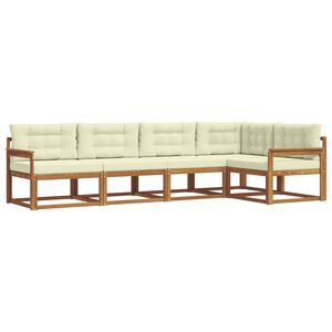 vidaXL Комплект дивани за открито 5 pcs Натурален и Крема