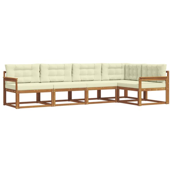 vidaXL Комплект дивани за открито 5 pcs Натурален и Крема