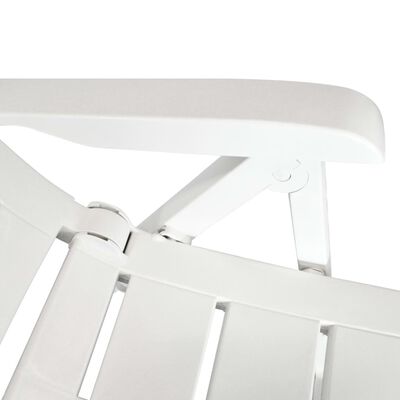 vidaXL Накланящи се градински столове, 6 бр, пластмаса, бели