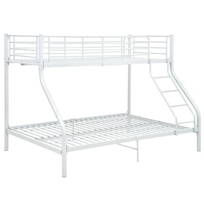vidaXL Рамка за двуетажно легло, бяла, метал, 140x200 см/90x200 см
