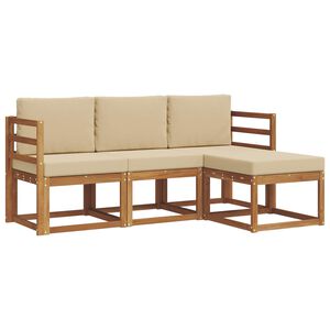 vidaXL Комплект дивани за открито 4 pcs Натурален и Бежов