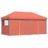 vidaXL Сгъваема парти шатра pop-up с 4 странични стени теракота