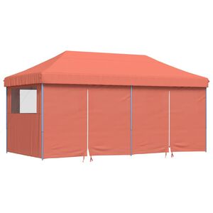vidaXL Сгъваема парти шатра pop-up с 4 странични стени теракота