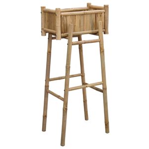 vidaXL Градински сандък с държач Естествен 50 x 38 x 114 см Бамбук