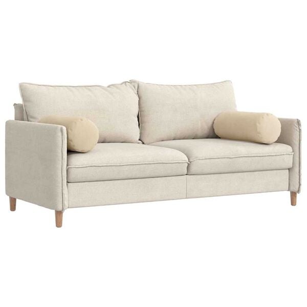 vidaXL Възглавници валяци 2 pcs Крем &Oslash; 25 x 70 см Микрофибърна тъкан