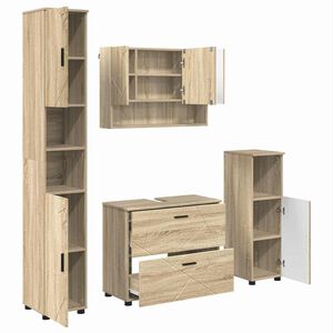 vidaXL Комплект мебели за баня 4 бр. Сонома дъб 35 x 30 x 192 см