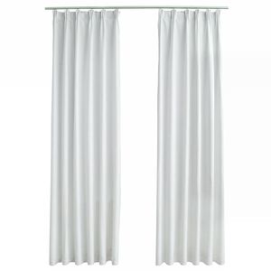 vidaXL Затъмняващи завеси с куки, 2 бр, белезникави, 140x175 см