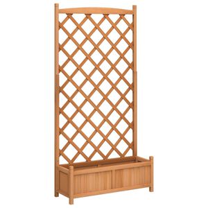 vidaXL Кашпа с пергола, кафяво, масивна ела