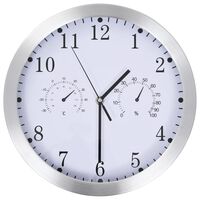 vidaXL Стенен часовник с кварц, хигрометър и термометър, 30 см, бял