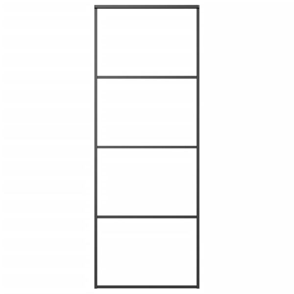 vidaXL Плъзгаща врата алуминий и ESG стъкло 76x205 см черна