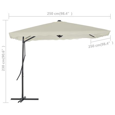 vidaXL Градински чадър със стоманен прът, 250x250 см, пясъчен