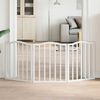 vidaXL Сгъваема преграда за кучета 3 панела бял 150 см тополово дърво