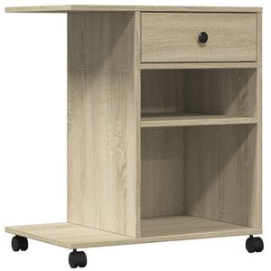 vidaXL Стойка за принтер с колелца, сонома дъб, 60x40x68,5 см