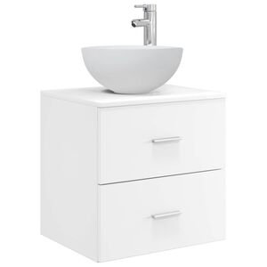 vidaXL Стенен мивка с шкаф Бяло 49,5 x 35 x 63 см Инженерна дървесина