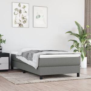 vidaXL Матрак за легло с покет пружини средна твърдост тъмносив 90x200x20 см плат