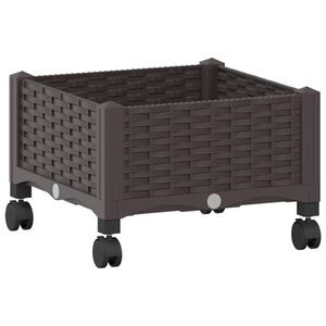 vidaXL Градинска саксия с колела Кафяво 40 x 40 x 29 см ПП