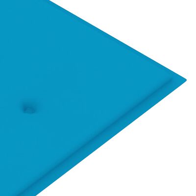 vidaXL Пейка Батавия със синя възглавница, 150 см, тик масив