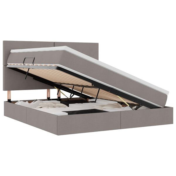 vidaXL Легло с място за съхранение и LED Таупе 160 x 200 cm Полиестер