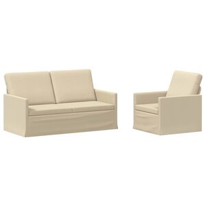 vidaXL Комплект дивани 2 pcs Кремаво Текстил
