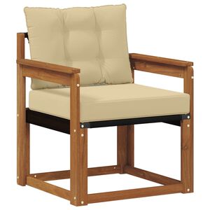 vidaXL Външен диван Солидно акациево дърво и текстилена Естествен