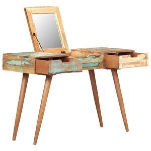 vidaXL Тоалетка с огледало, 112x45x76 см, регенерирано дърво масив
