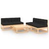 vidaXL Градински лаундж комплект 5 части с възглавници бор масив