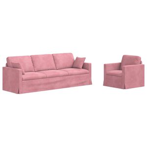 vidaXL Комплект дивани 2 pcs Розово 228 x 78 x 80 см Кадифе