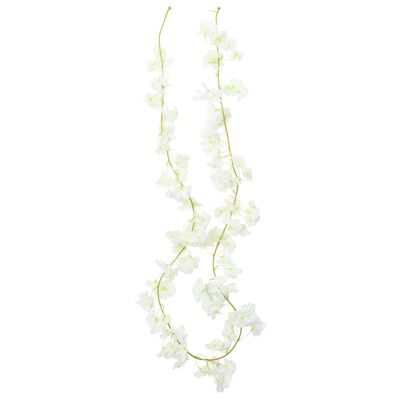 vidaXL Гирлянди от изкуствени цветя 6 бр бели 180 см