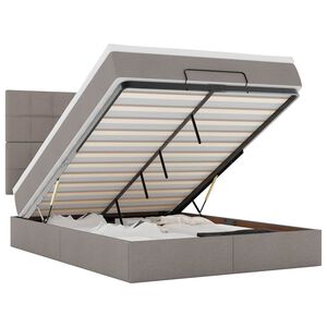 vidaXL Османска легло с матрак и LED, таупе, 140x200 см, плат