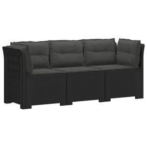 vidaXL Пейка за градина с Cushions във вид на ратан ПП Антрацит