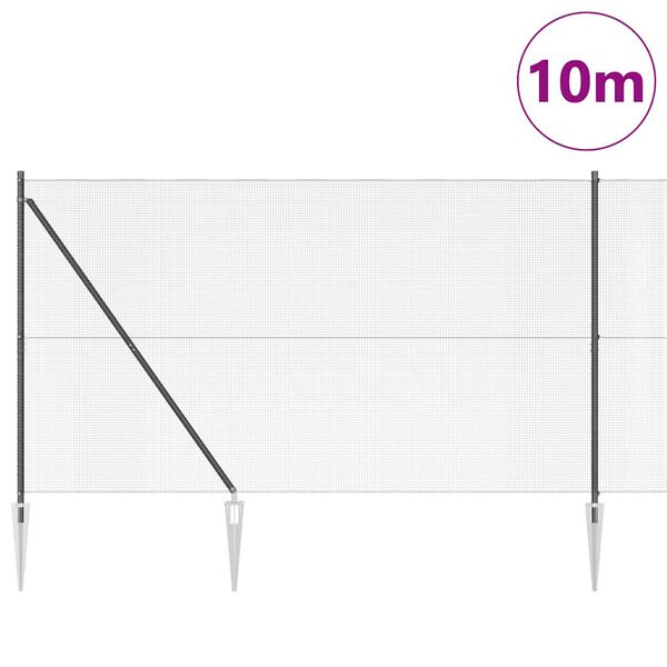 vidaXL Стълб за ограда. Сив 10 x 1,6 м (мрежа 12 x 12 мм)