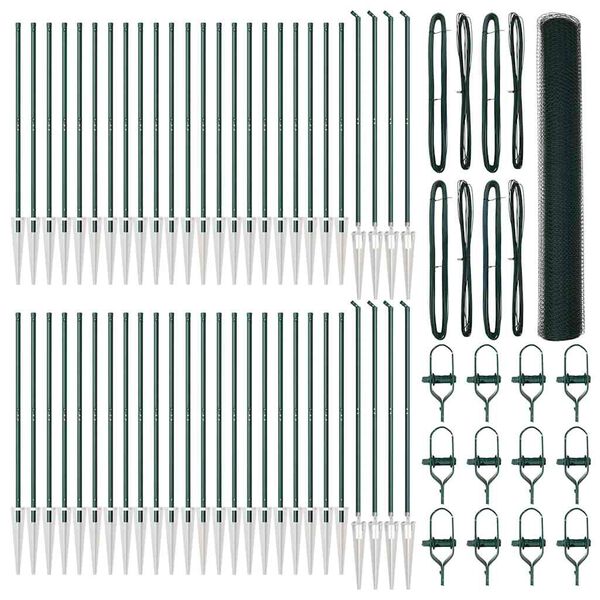 vidaXL Стълб за ограда. Зелен 100 x 1,2 м (25 мм мрежа) Стомана и PVC