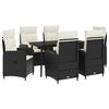 vidaXL Комплект кафе маси с възглавница 7 pcs Черно и кремаво бяло