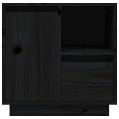 vidaXL Нощни шкафчета, 2 бр, черни, 50x34x50 см, борово дърво масив
