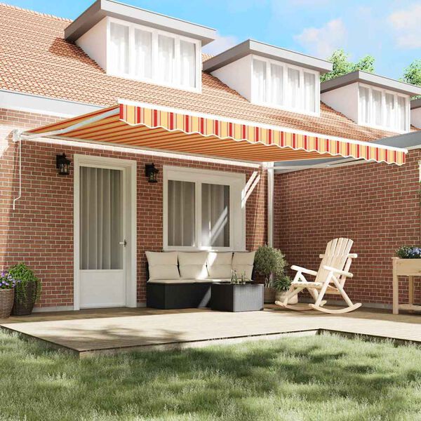 vidaXL Сгъваем навес жълто и оранжево 450 &times; 300 cm текстил
