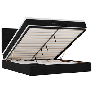 vidaXL Османска легло с матрак и LED, черно, 200x200 см, плат