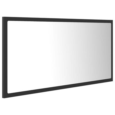 vidaXL LED огледало за баня, сиво, 90x8,5x37 см, акрил