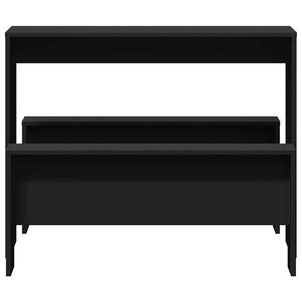 vidaXL Комплект трапезна маса и пейки, 3 части, черен, инженерно дърво