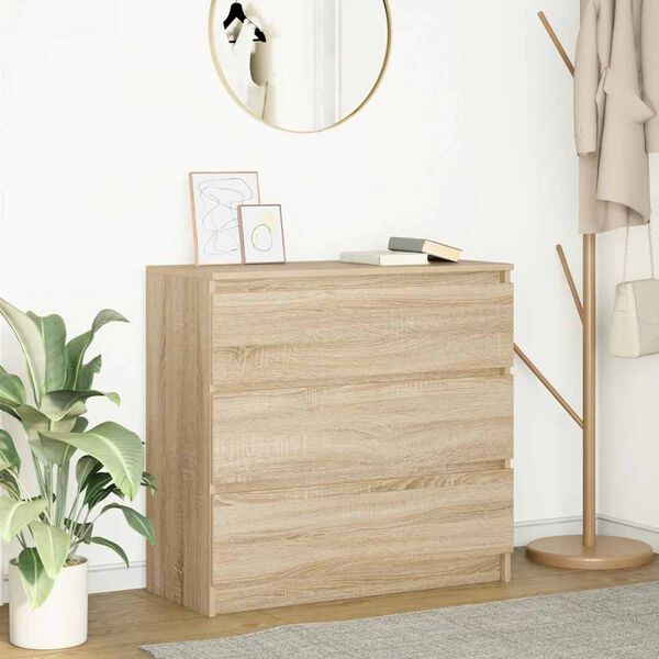 vidaXL Страничен шкаф, дъб сонома, 80x35x76 см, инженерно дърво